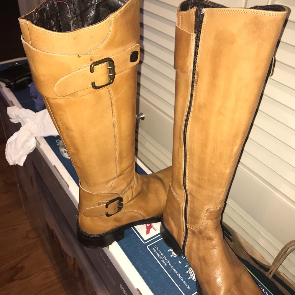Leather knee boots